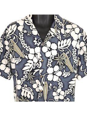 Vintage Hawaiian Shirt Mens Size XL Blue 90s All Over Print Made In Hawaii